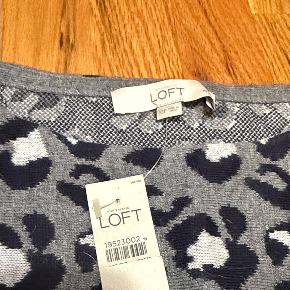 LOFT Charcoal Animal Print Sweater - Picture 3 of 3